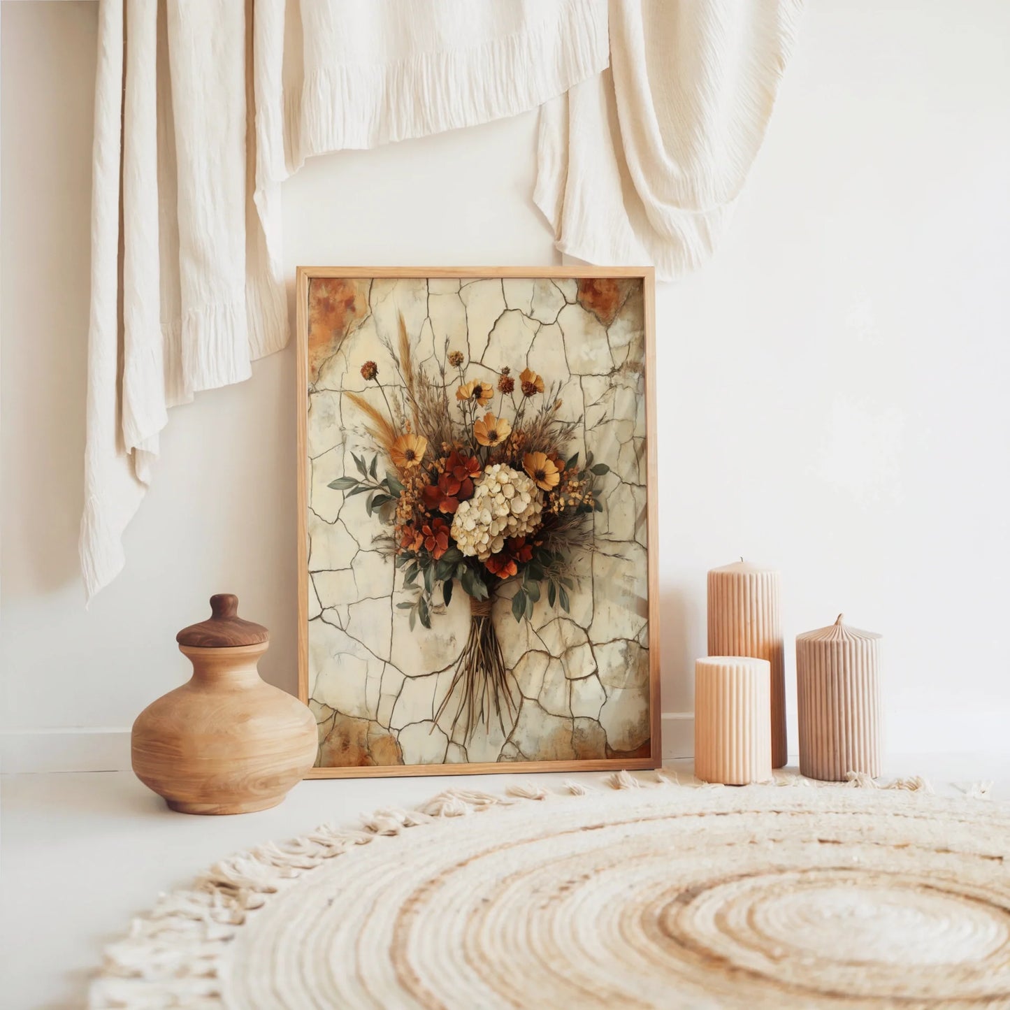 Rustic Autumn Bouquet Wildflower Twine Boho in room
