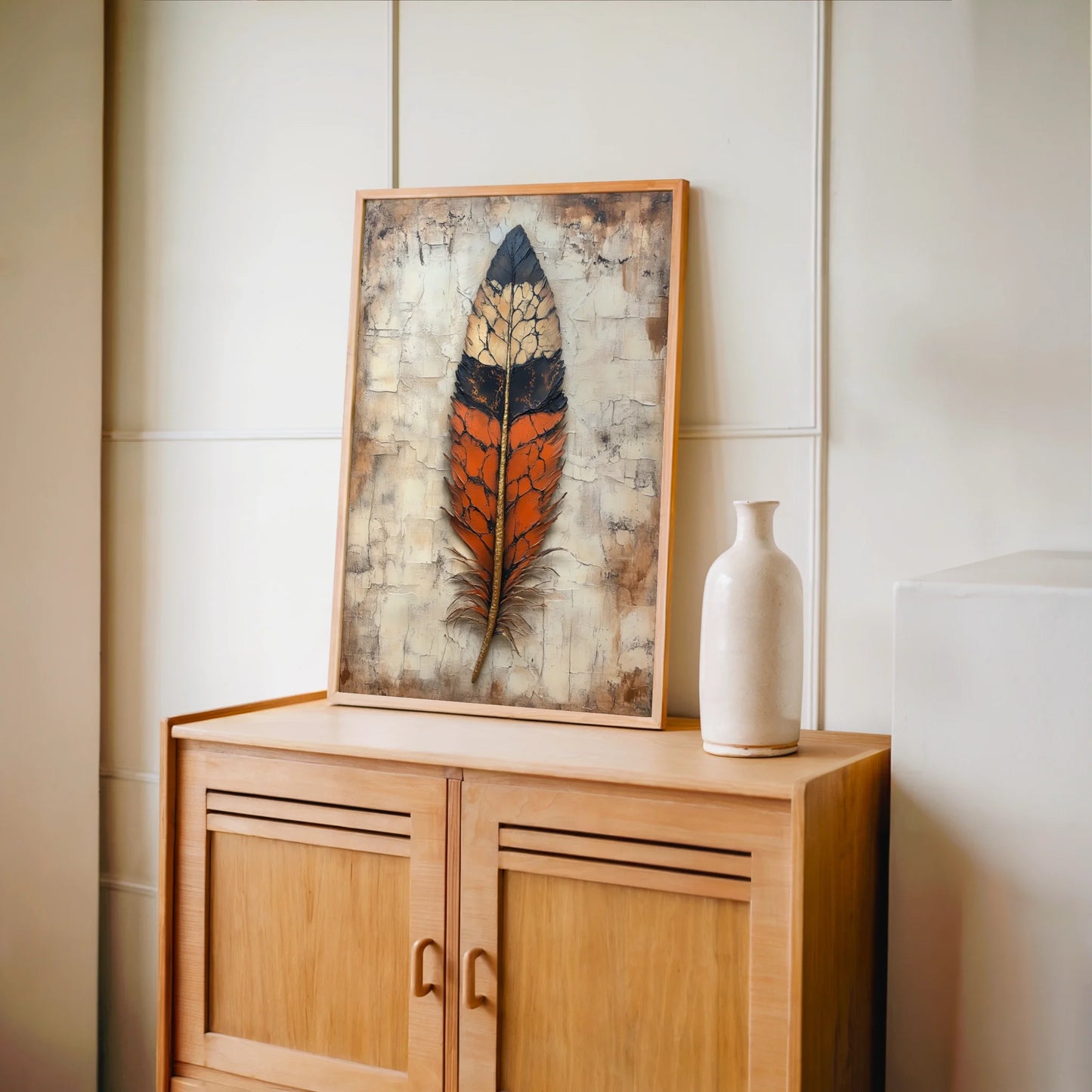 Large Feather Gilded Spine Boho in room