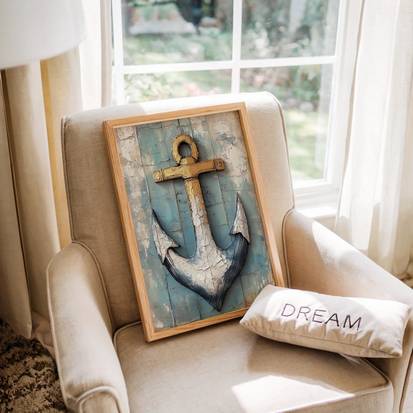 Nautical Anchor Distressed Patina in room
