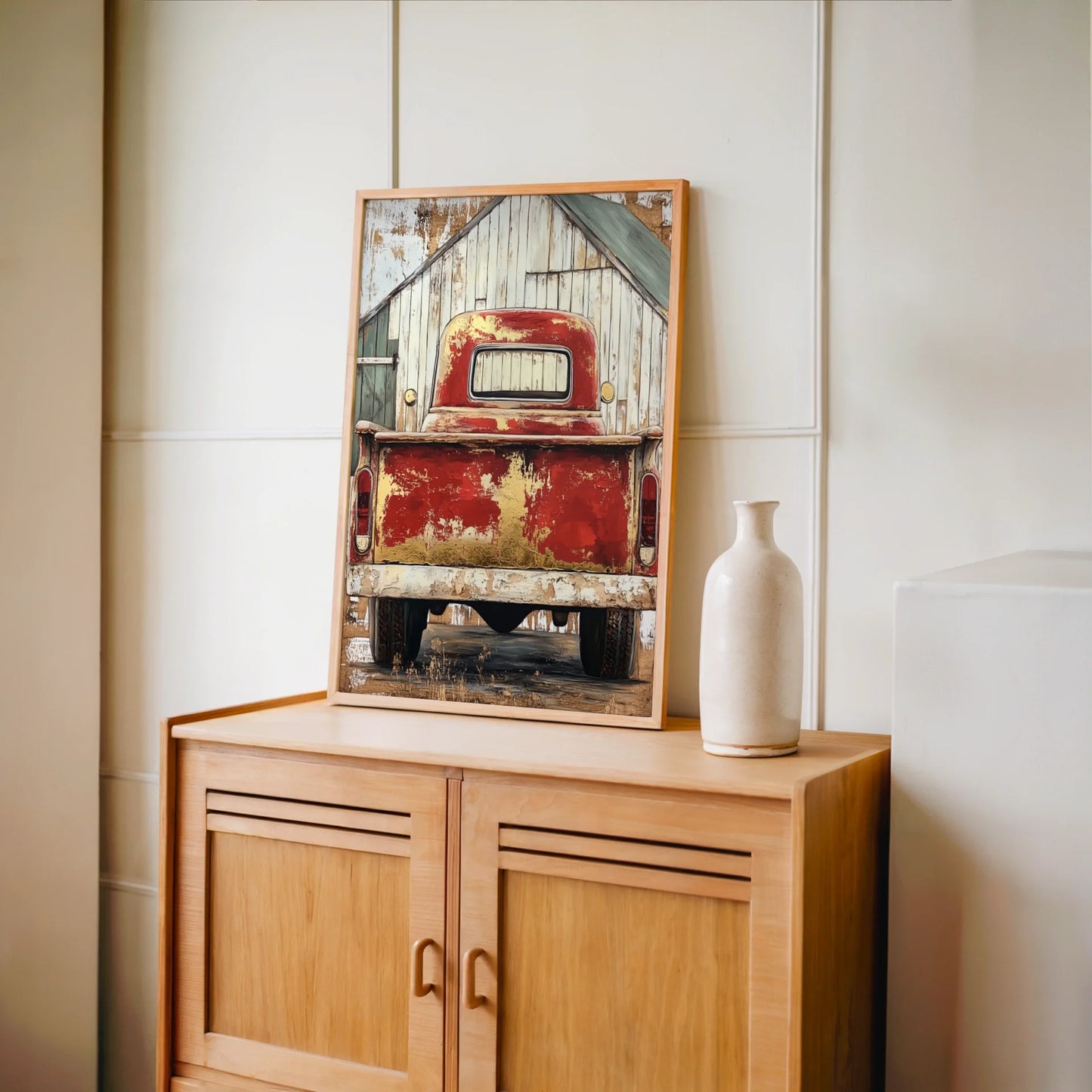 Red Truck Farmhouse Dissolving Barn Sanctuary in room