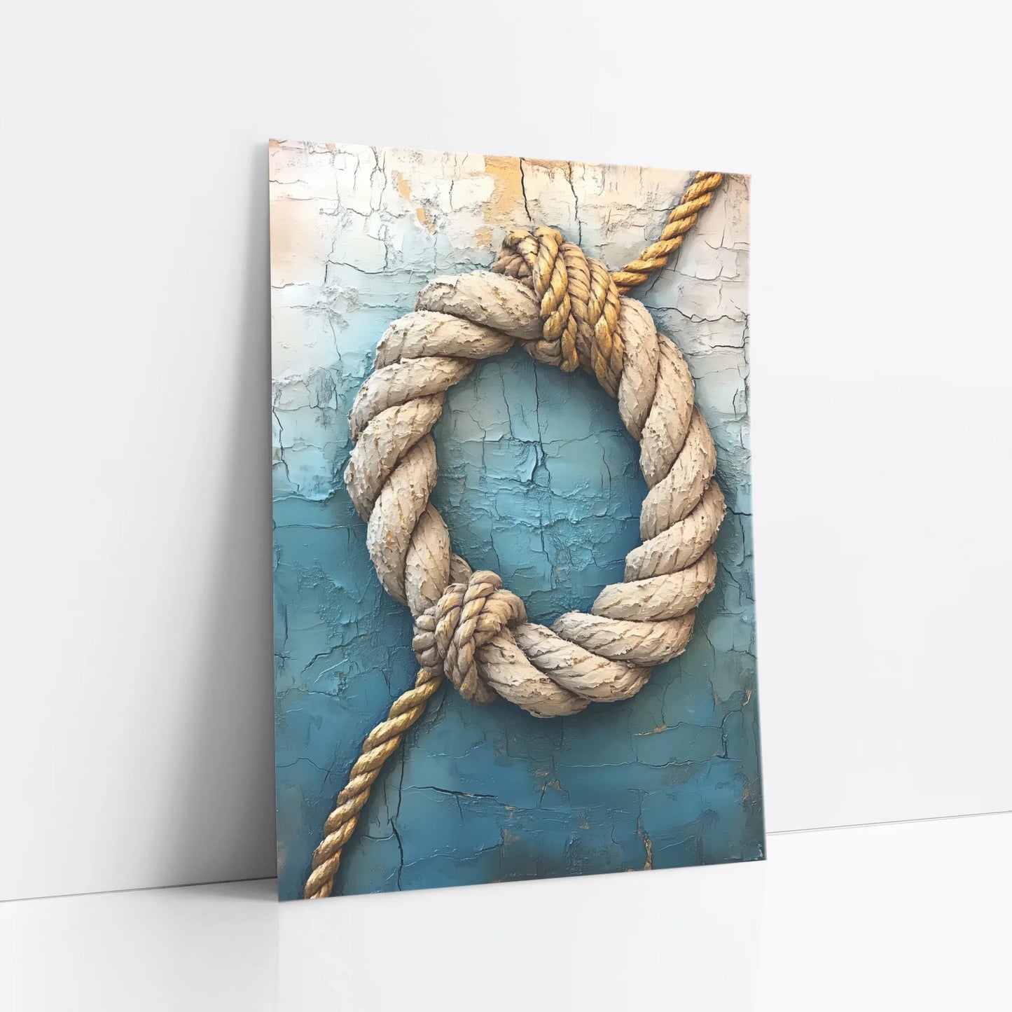 Coastal Rope Art Weathered Blue Paint Maritime art print