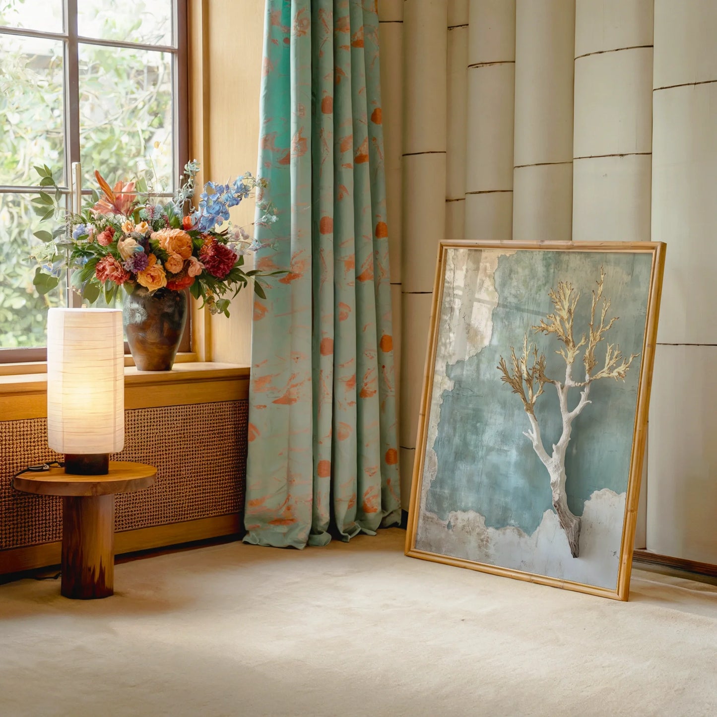 Coastal Coral Specimen Fresco Style in room