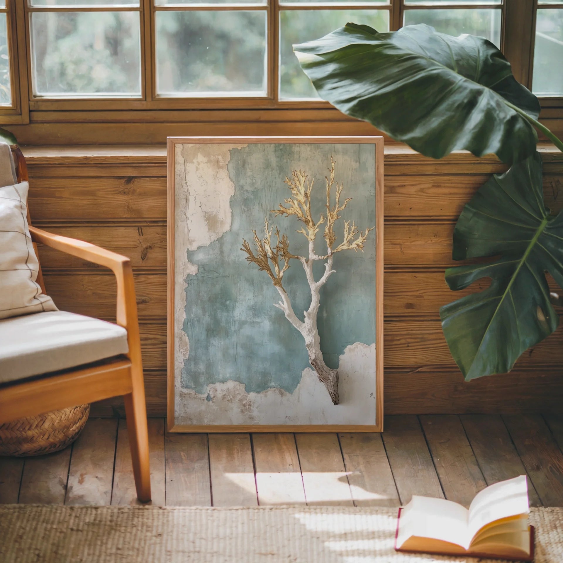 Coastal Coral Specimen Fresco Style in room