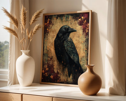Dark Academia Raven with Copper Patina Effect in room