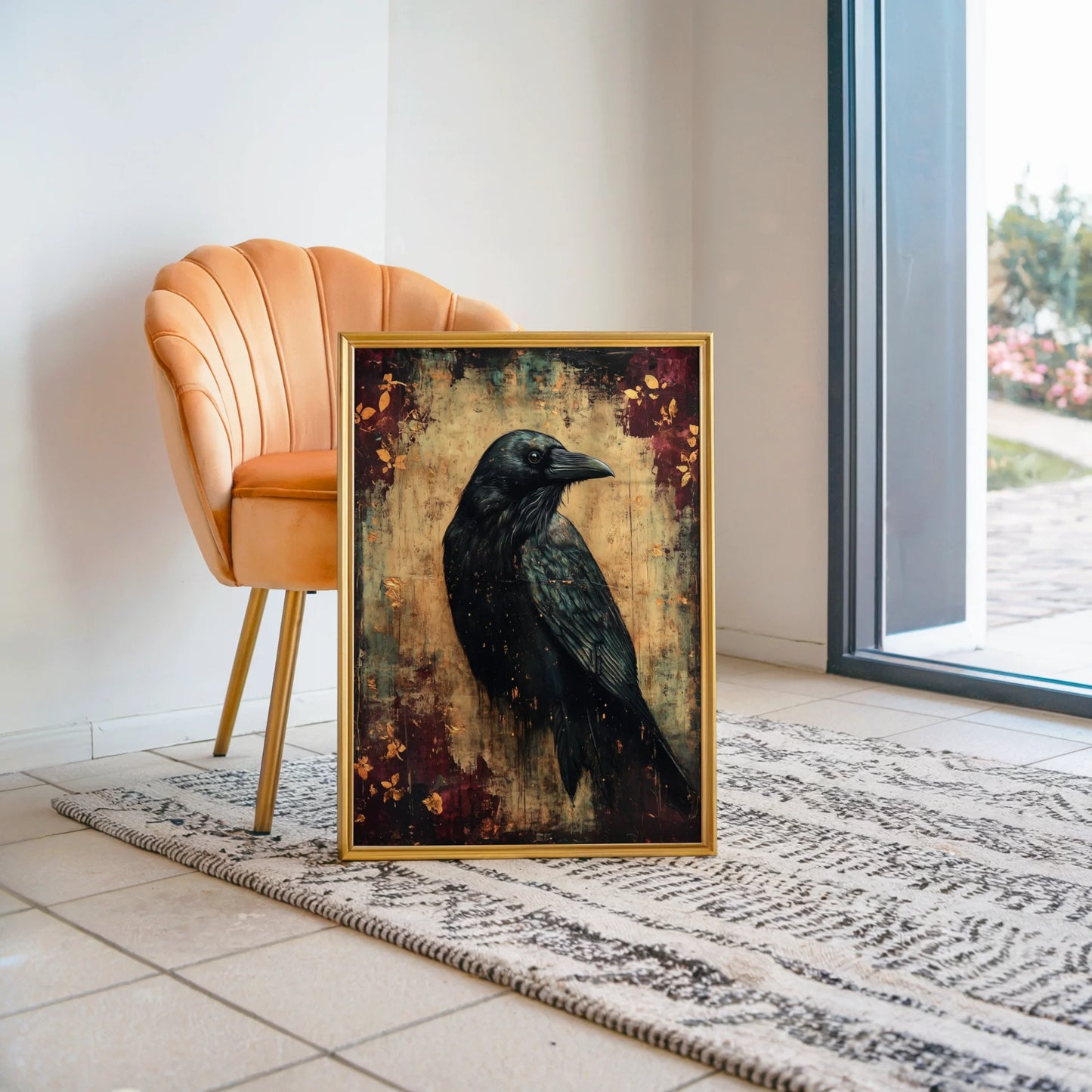 Dark Academia Raven with Copper Patina Effect in room