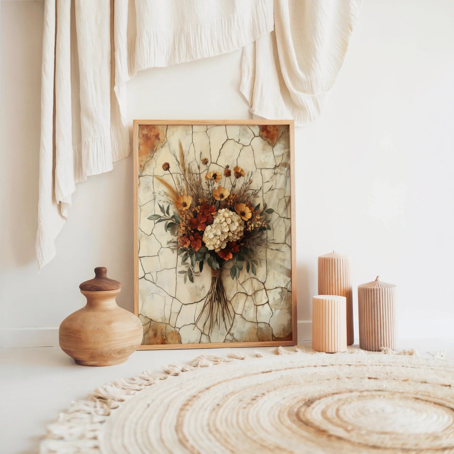 Rustic Autumn Bouquet Wildflower Twine Boho in room