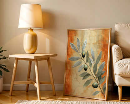 Mediterranean Olive Branch Boho Golden Light in room