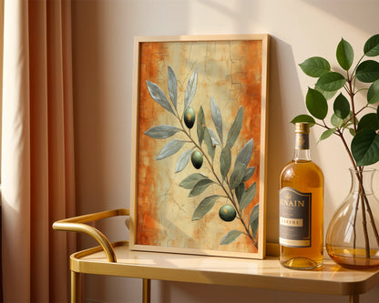 Mediterranean Olive Branch Boho Golden Light in room