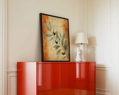 Mediterranean Olive Branch Boho Golden Light in room