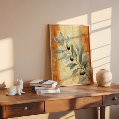 Mediterranean Olive Branch Boho Golden Light in room