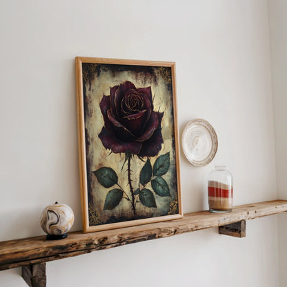 Dark Burgundy Rose Gothic Floral Gilded in room