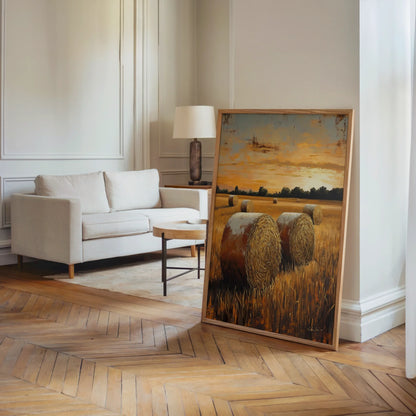 Golden Wheat Fields Harvest Farmhouse Canvas Wall Art — Burnished gold tones flow across textured canvas surface creating dimensional agricultural artwork