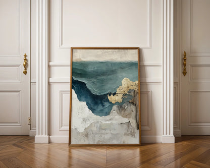Coastal Cliff Textured Ocean Teal Waters in room