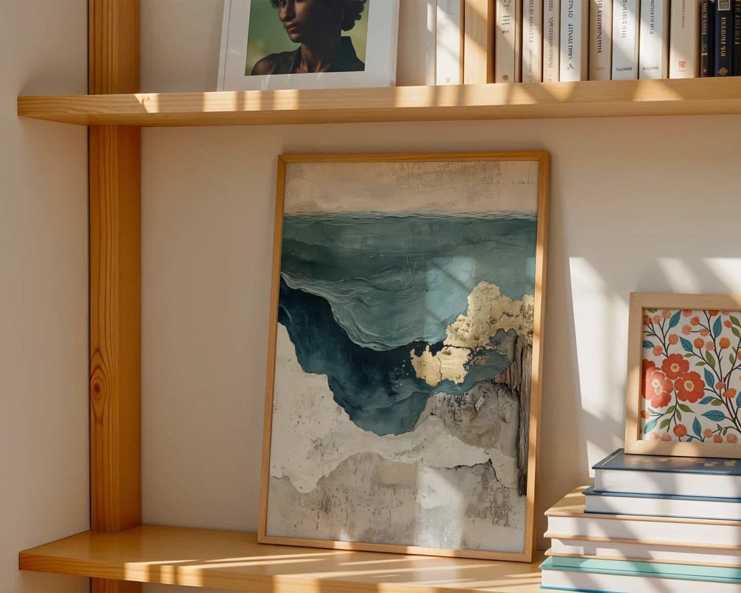 Coastal Cliff Textured Ocean Teal Waters in room