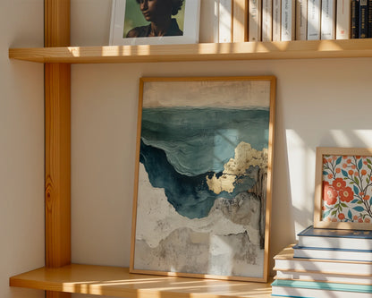 Coastal Cliff Textured Ocean Teal Waters in room