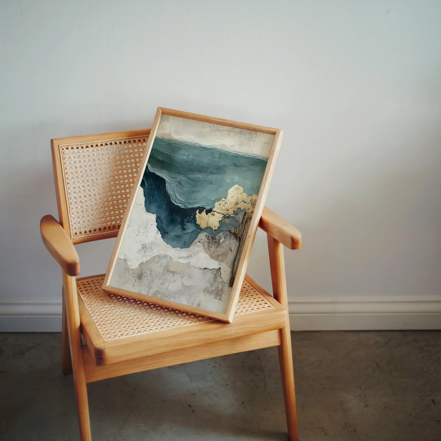 Coastal Cliff Textured Ocean Teal Waters in room