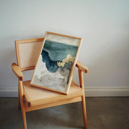 Coastal Cliff Textured Ocean Teal Waters in room