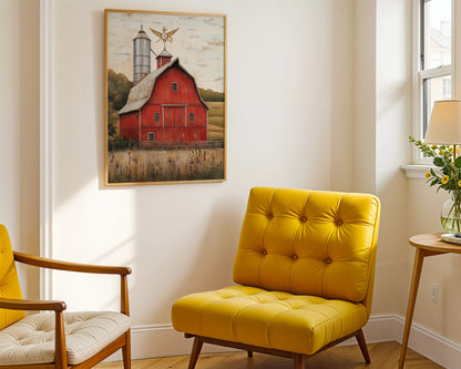 Red Barn Farmhouse Gambrel Silo Autumn in room