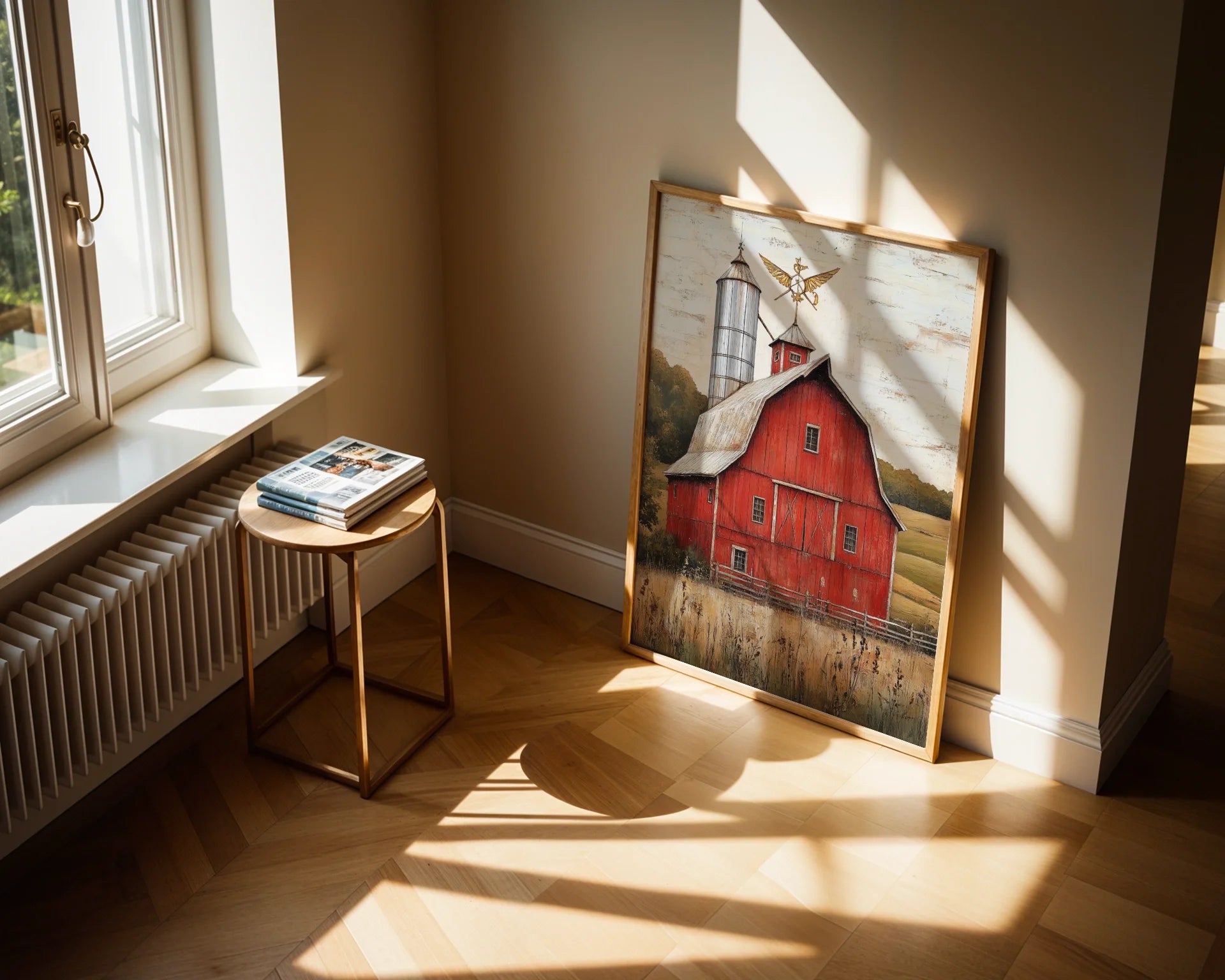 Red Barn Farmhouse Gambrel Silo Autumn in room