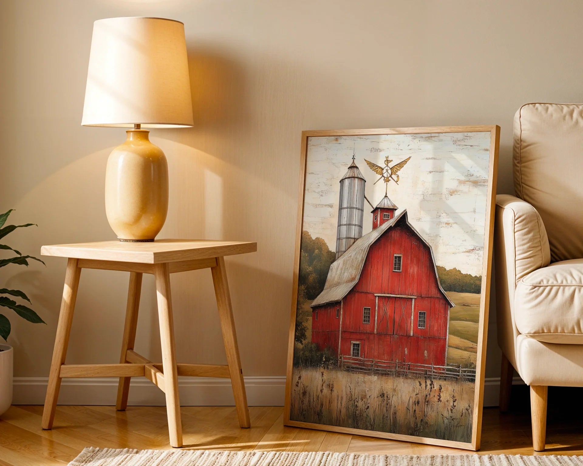 Red Barn Farmhouse Gambrel Silo Autumn in room