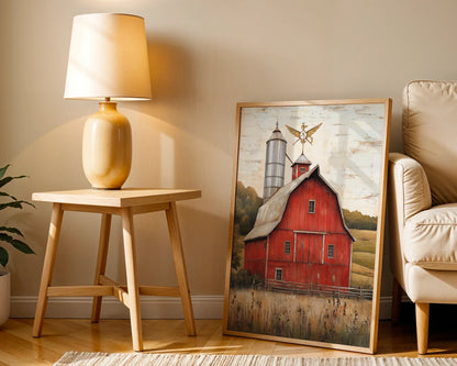 Red Barn Farmhouse Gambrel Silo Autumn in room
