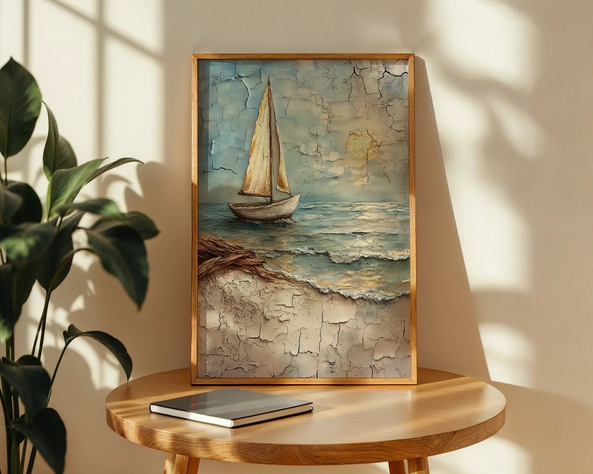 Sailboat Distressed Paint Nautical Decor in room