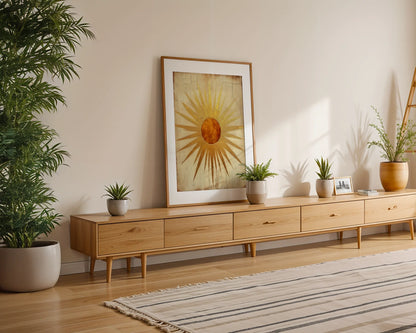 Ancient Sun Symbol Art Geometric Temple Rays in room