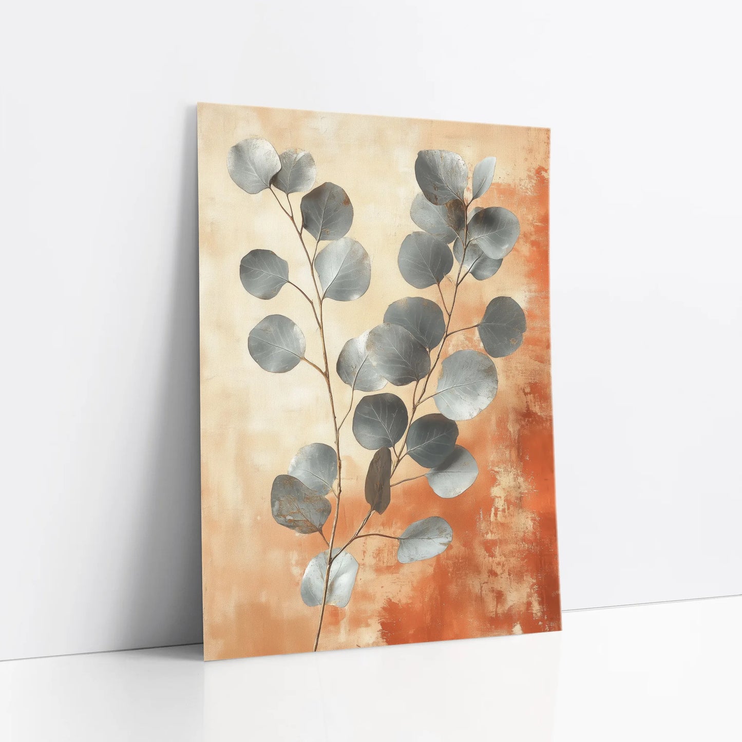 Large Eucalyptus Botanical Silver Leaf Terracotta Art art print
