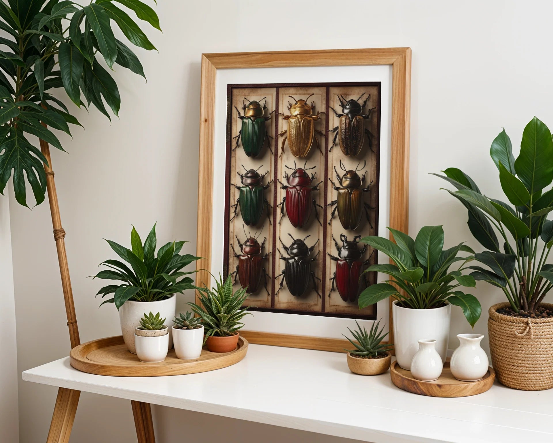 Beetle Specimen Collection Nine Amber Frames in room