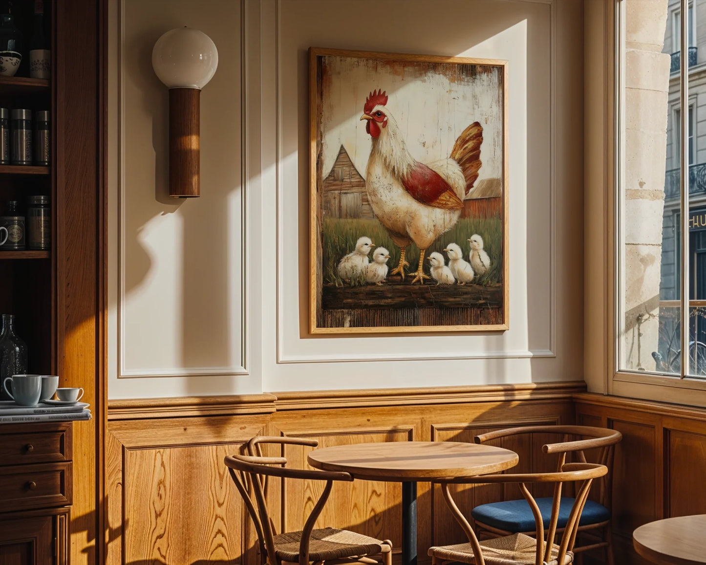 Farmhouse Chicken Art Mother Hen with Chicks in room