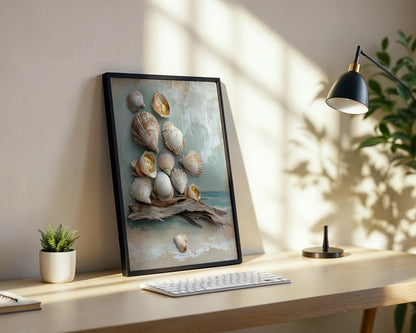 Coastal Seashell Driftwood Gold Leaf Textured in room
