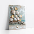 Coastal Seashell Driftwood Gold Leaf Textured art print