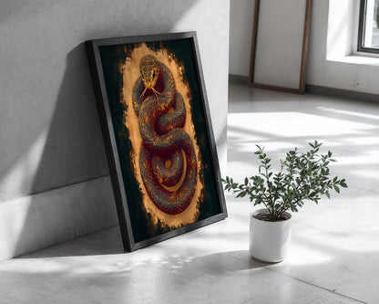 Ancient Serpent Coiled Snake Dark Academia in room