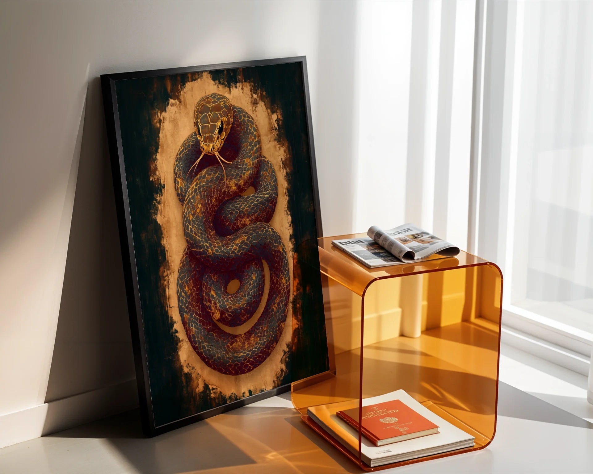 Ancient Serpent Coiled Snake Dark Academia in room