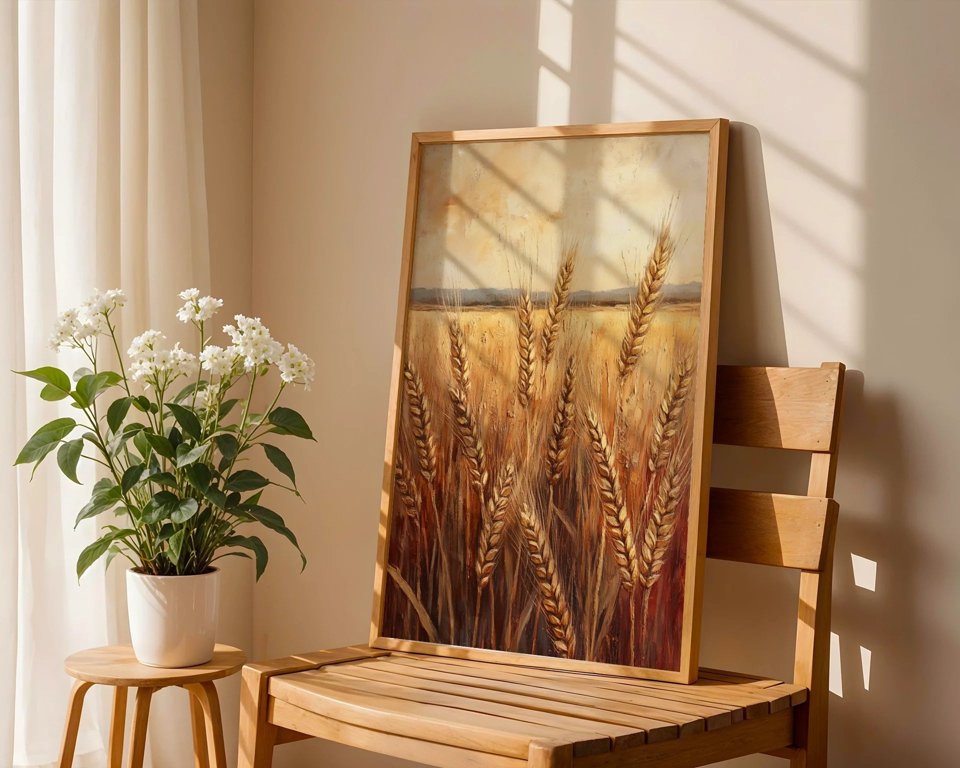 Rustic Wheat Field Golden Harvest Farmhouse in room