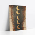 Crescent Moon Phases Boho Gold Textured art print