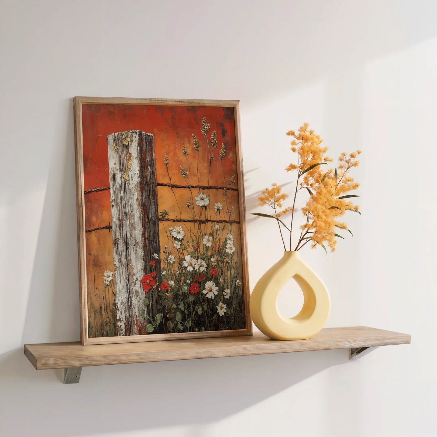 Farmhouse Wildflower Fence Cosmos Blooms Rustic in room