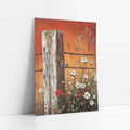 Farmhouse Wildflower Fence Cosmos Blooms Rustic art print