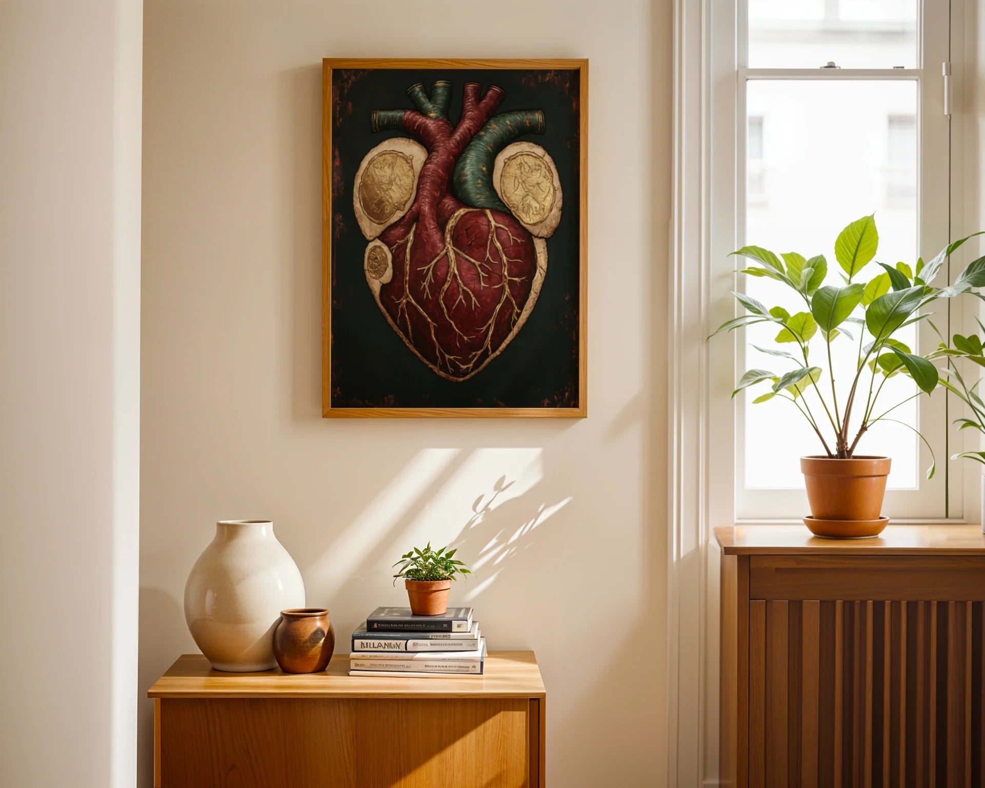 Anatomical Heart Cross Section Golden Vessels in room