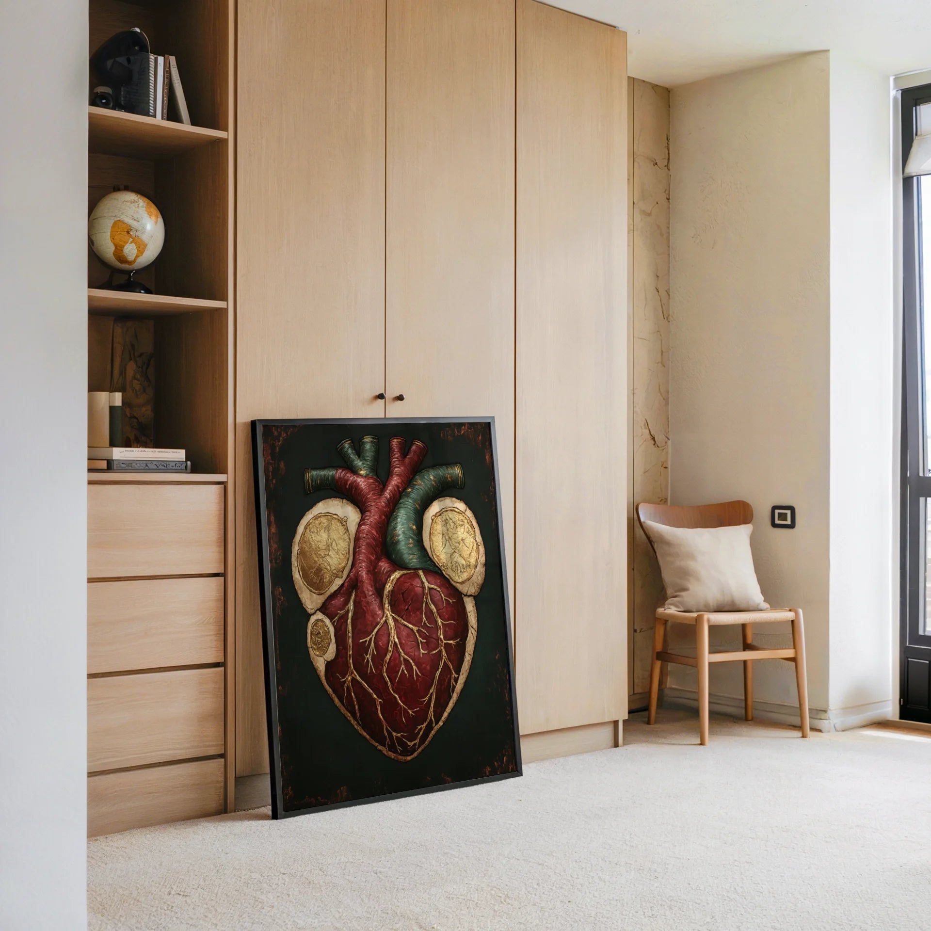 Anatomical Heart Cross Section Golden Vessels in room