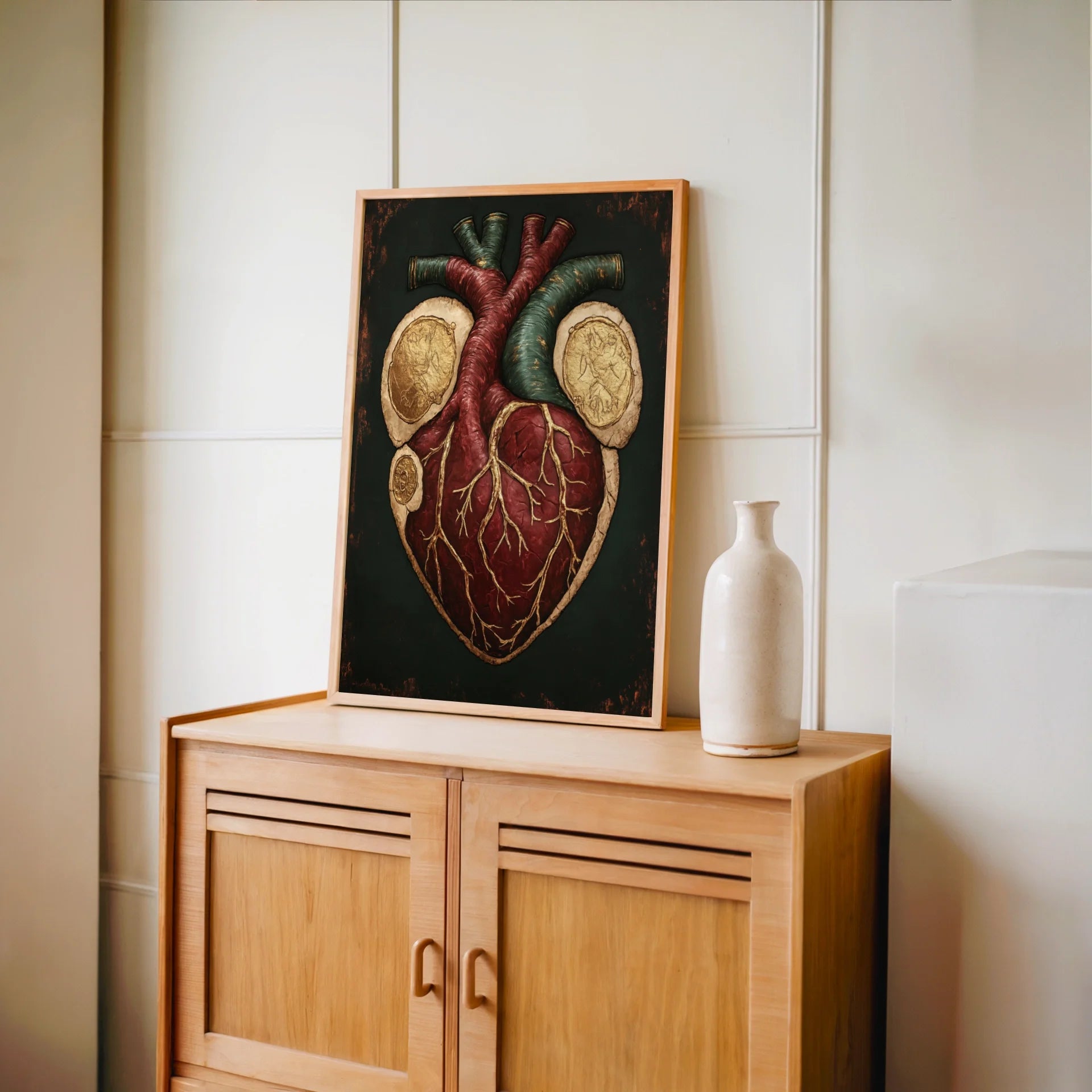 Anatomical Heart Cross Section Golden Vessels in room