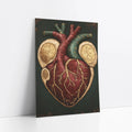 Anatomical Heart Cross Section Golden Vessels art print