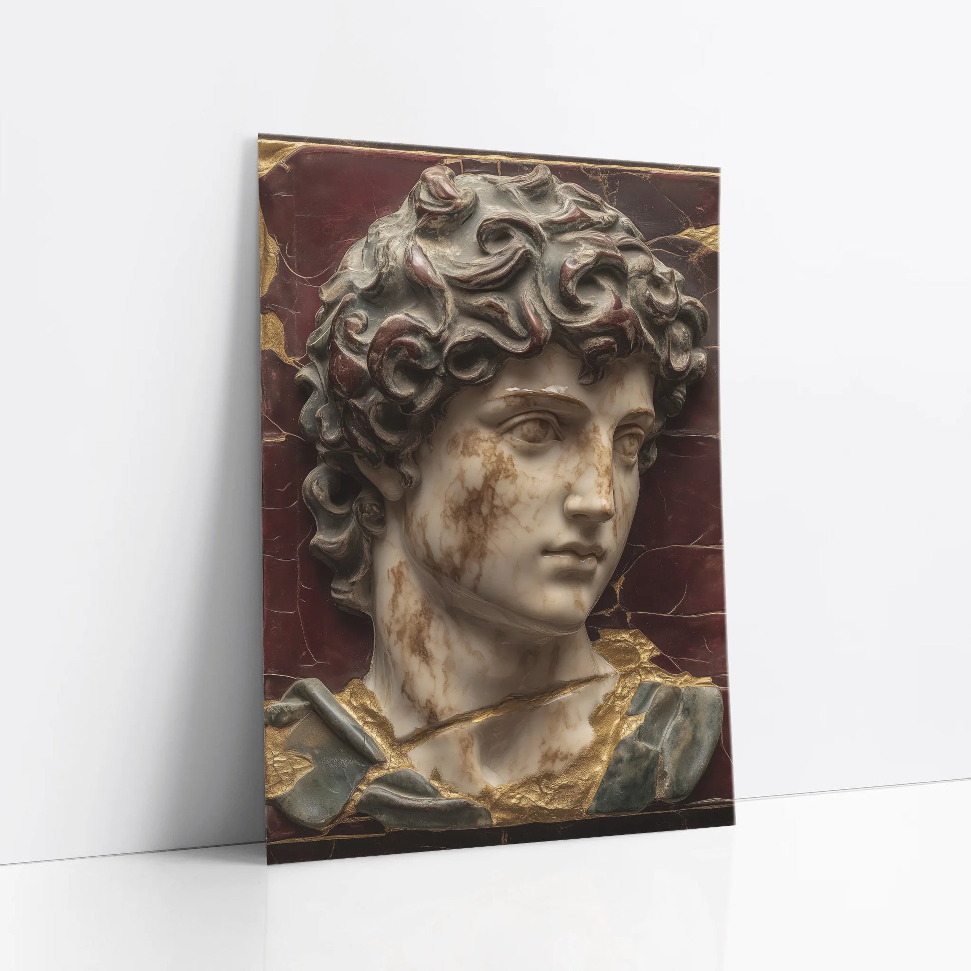 Renaissance Marble David Fractured Burgundy Patina Art art print