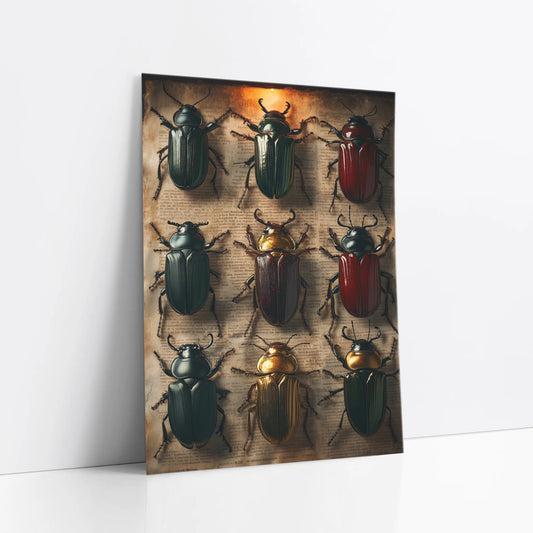 Beetle Specimen Art Nine Jewel Toned Insects art print