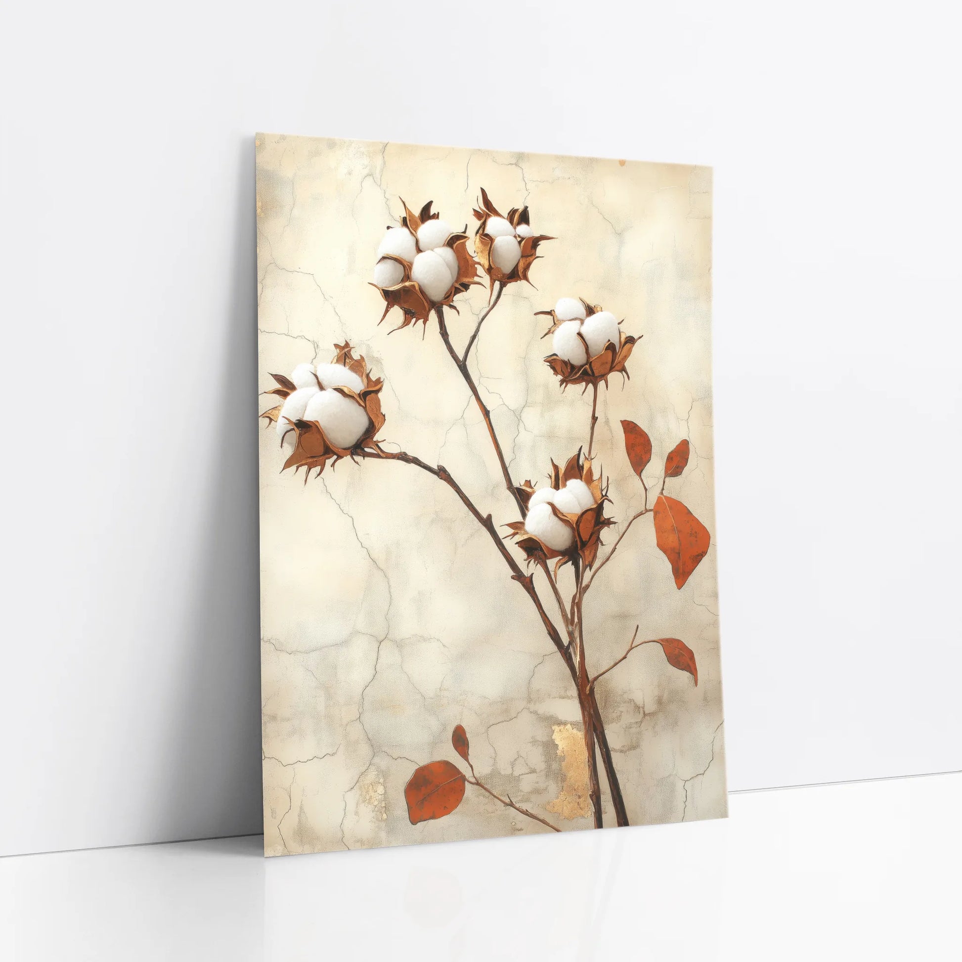 Cotton Botanical Boho Cracked Plaster art print