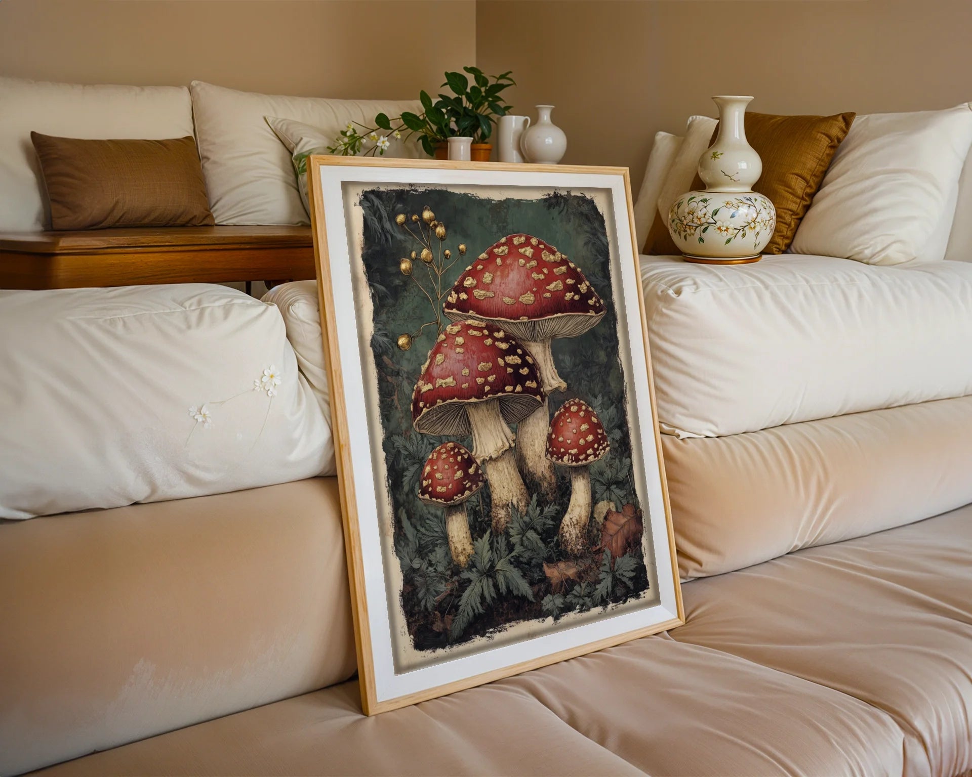 Mushroom Dark Academia Scarlet Cap in room