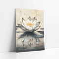 Large Lotus Painting Gold Accents Japandi art print
