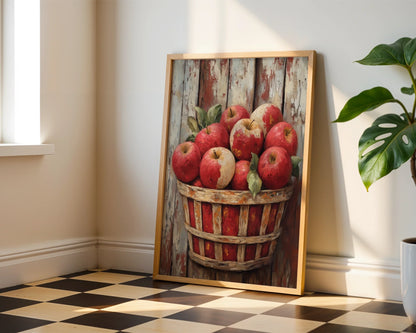 Farmhouse Apple Basket Weathered Wood in room