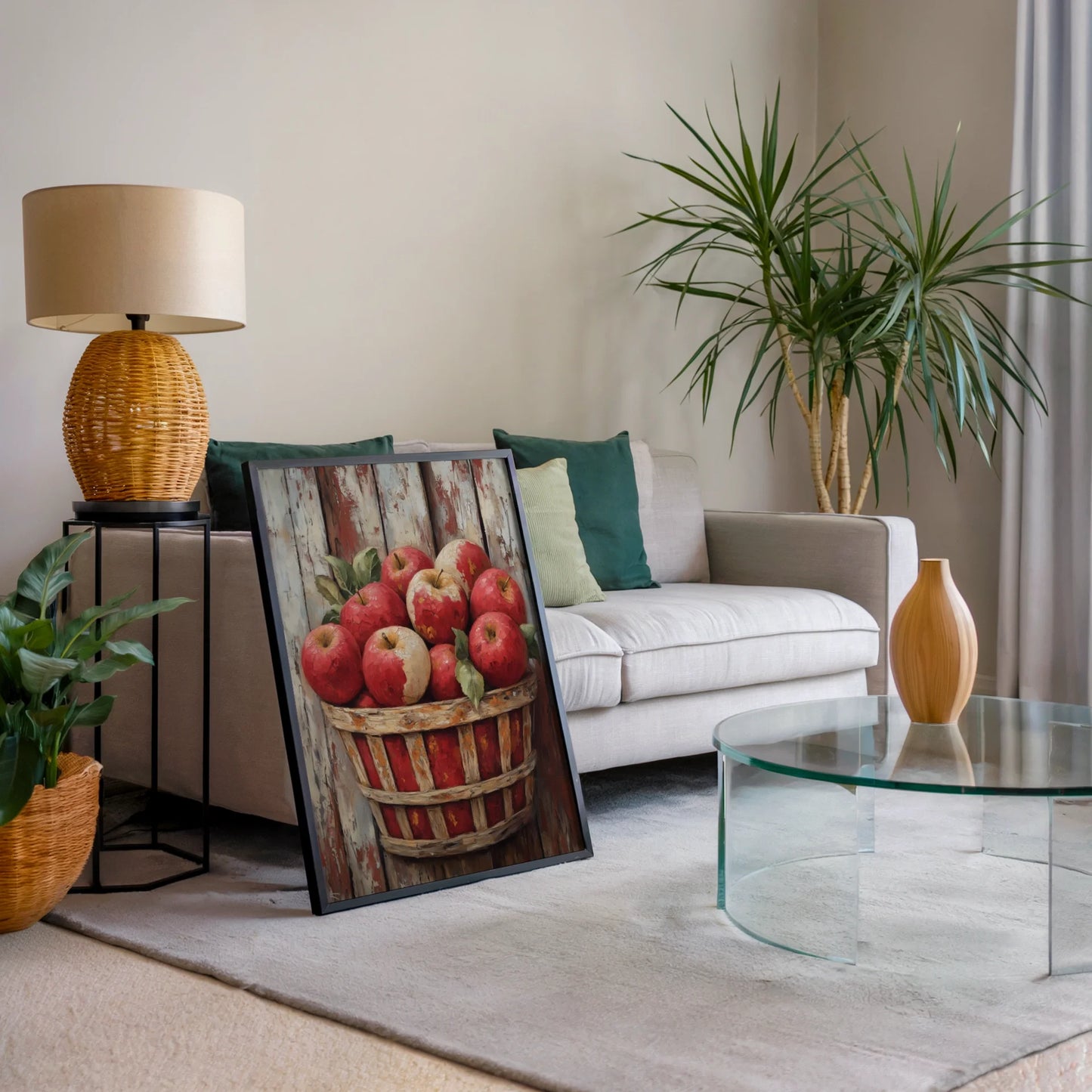 Farmhouse Apple Basket Weathered Wood in room