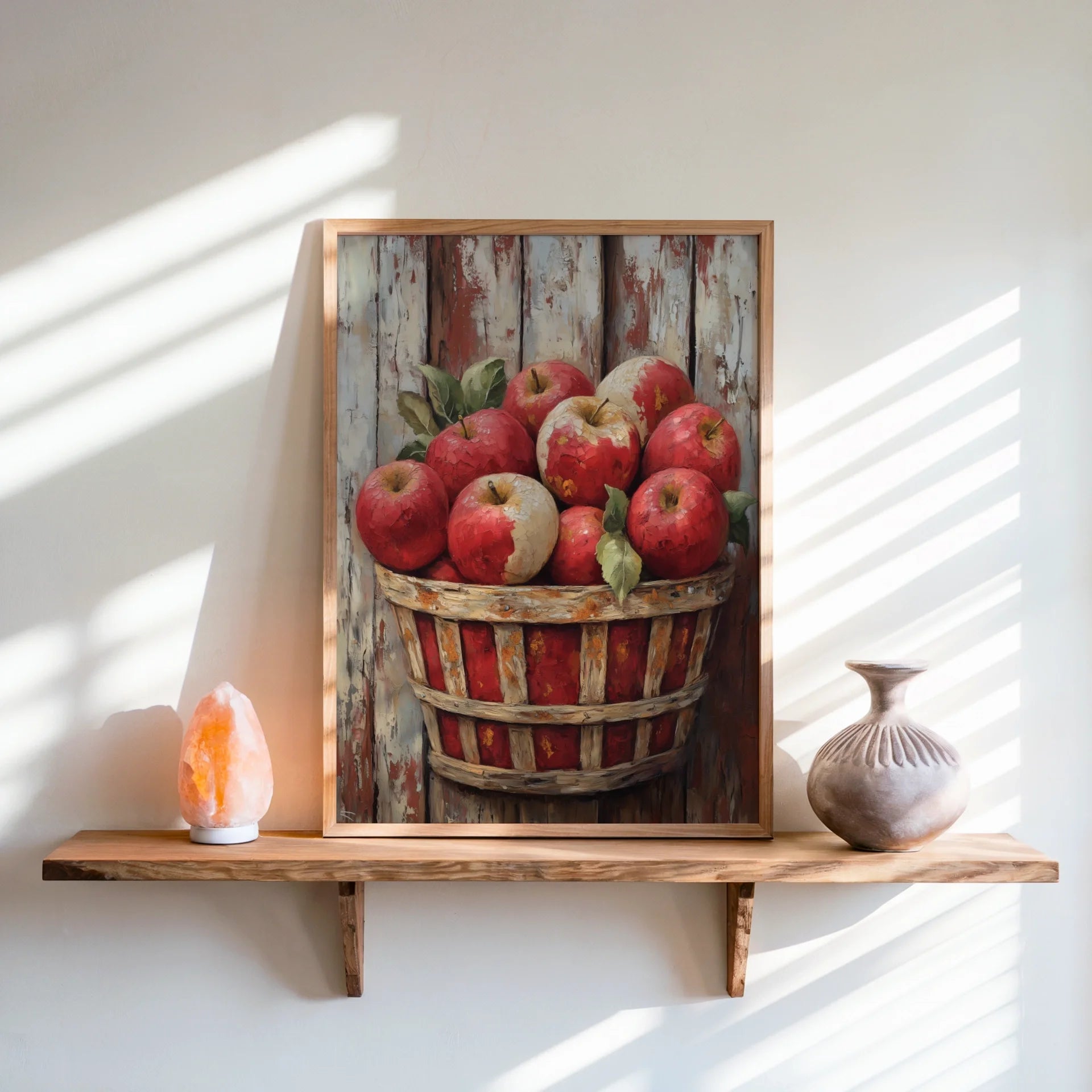 Farmhouse Apple Basket Weathered Wood in room